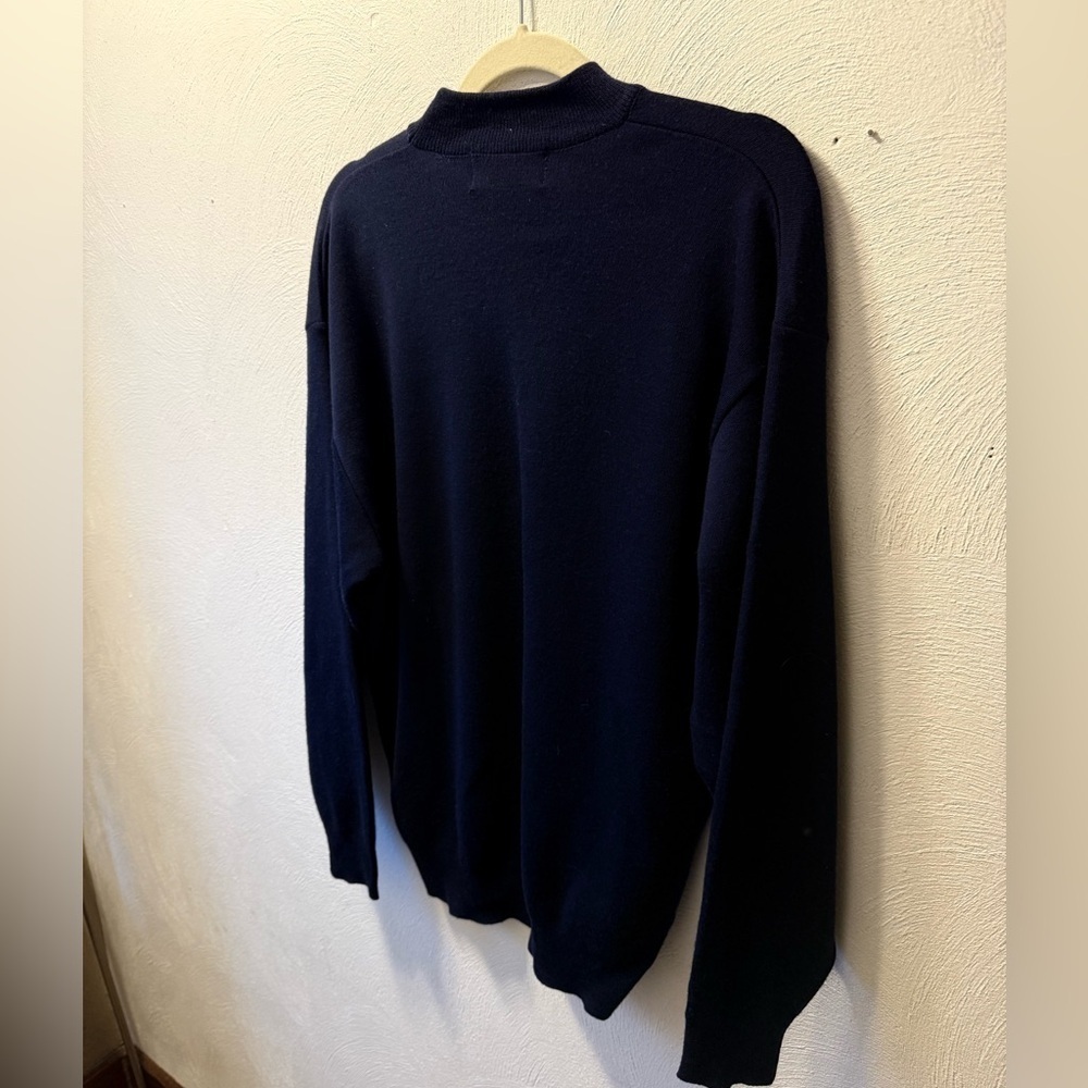 Tundra Canada Men’s 100% Merino Wool Mock Neck Sweater Navy Blue Quality M - Picture 3 of 6